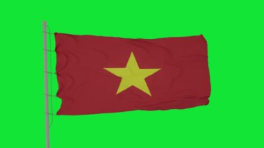 Vietnam bayrağı yeşil ekranda dalgalanıyor. Vietnam bayrağı kusursuz döngü animasyonu.