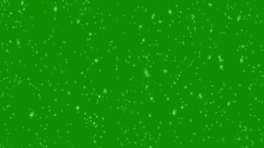 Kar Yeşili Ekran Efekti. Beyaz parçacıklar yeşil ekranda yavaşça hareket ediyor, 4K.