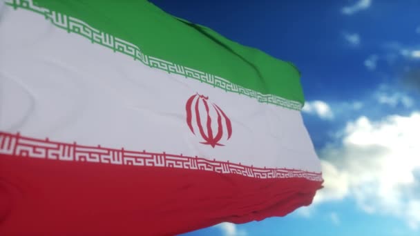 Иранский Национальный Флаг Размахивающий Ветром Политика Ирана Новости — стоковое видео