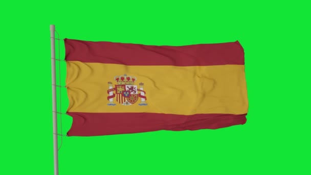 Bandera España Ondea Pantalla Verde Bandera España Animación Bucle Sin — Vídeo de stock