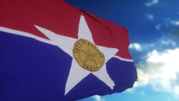 Прапор Далласу Махав Вітром Знак Далласу — стокове відео