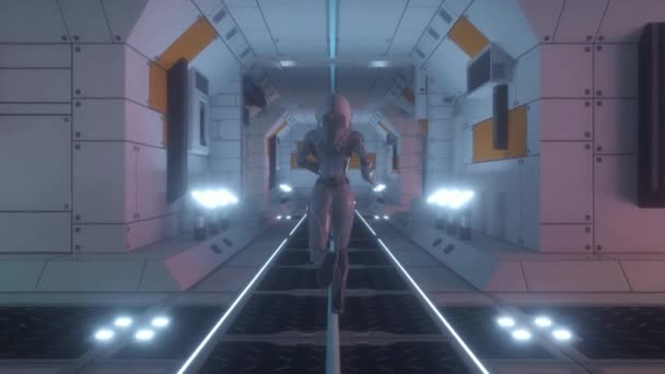 Astronaute Traverse Tunnel Spatial Concept Vaisseau Spatial Technologie — Video