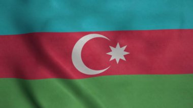 Azerbaycan 'ın güzel bayrağı rüzgarla dalgalanıyor. Azerbaycan bayrak animasyonu.