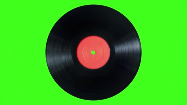 Vinyl Record Rotating Green Screen Animation Video Retro Vinyl Green — Stock Video