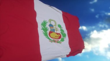 Peru ulusal bayrağı rüzgarda dalgalanıyor. Peru siyaseti ve haberleri.
