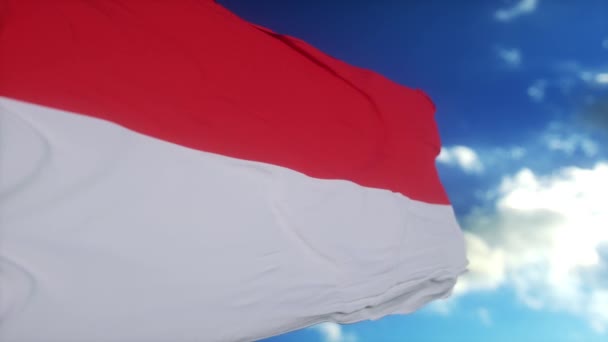 Indonesische Vlag Wapperend Wind Nationale Vlag Van Indonesië — Stockvideo