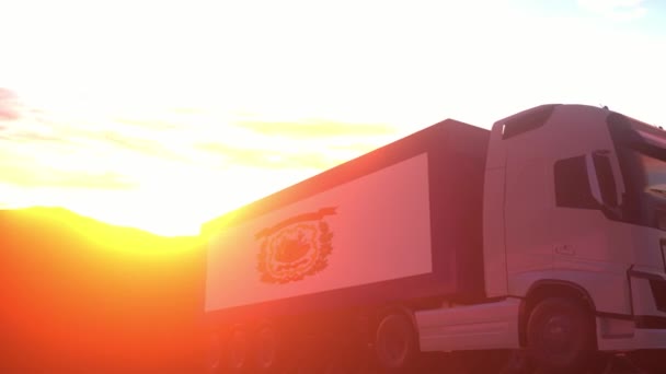 Вантажні Автомобілі Штатом Західна Вірджинія Прапор Сша Вантажівки Західної Вірджинії — стокове відео