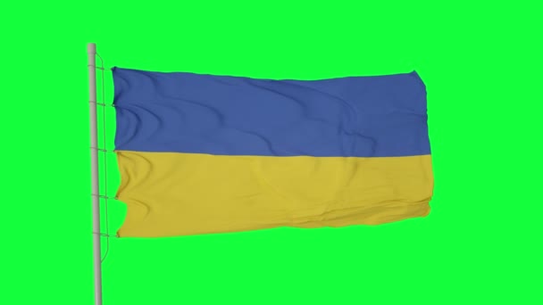 Флаг Украины Размахивание Ветру Зеленом Хрома Ключевом Фоне — стоковое видео