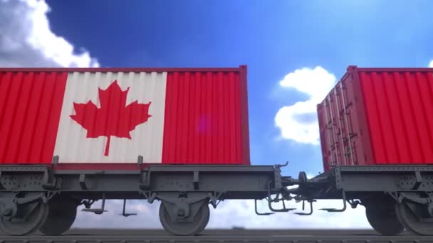 Containers Flag Canada Railway Transportation — Stockvideo