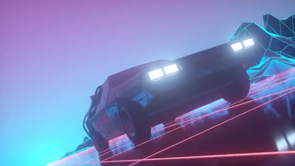 复古的80年代风格科幻汽车背景 — 图库视频影像