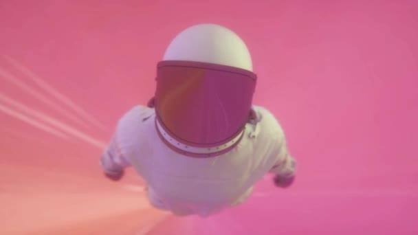 Astronauta Nel Tunnel Spaziale Concetto Musica Discoteca Retro Stile Anni — Video Stock