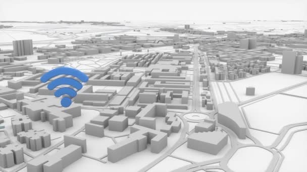 现代城市空中景观和通信网络的概念 聪明的城市无线5G技术 Iot — 图库视频影像