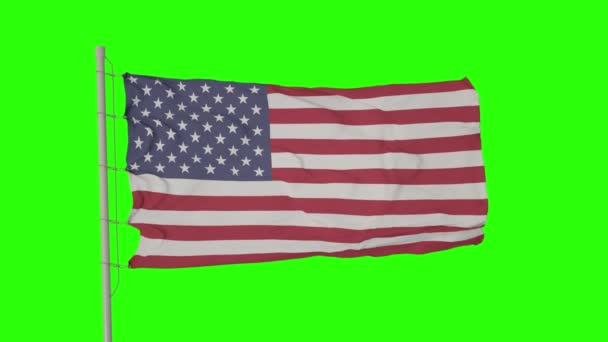 Amerykańska Flaga Usa Machająca Wietrze Zielonym Ekranem Tle Demokracja Niepodległość — Wideo stockowe