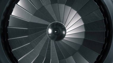 Havacılık konsepti. Uçak türbini. Jet motoru. 3d illüstrasyon.