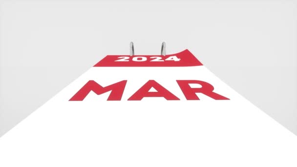 Перевернутые Страницы Календаря 2024 Год Января Декабрь Переворачивание Фона Страницы — стоковое видео