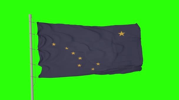 Bandera Alaska Pantalla Verde Bandera Aislada Estados Unidos Alaska Asta — Vídeos de Stock
