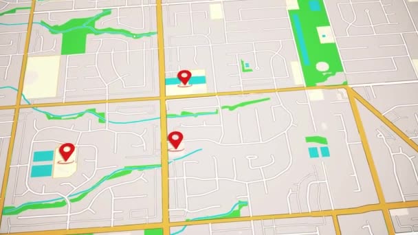 Locatie Van Stadsplattegrond Navigatiekaart Gps Volgsysteem — Stockvideo
