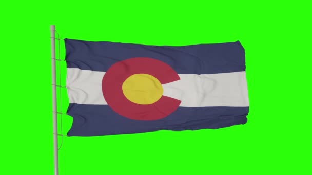 Flagge Von Colorado Auf Dem Green Screen Vereinzelte Flagge Der — Stockvideo