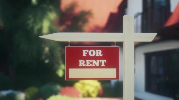 Home Rent Sign Front Beautiful House Rent Concept — Vídeos de Stock