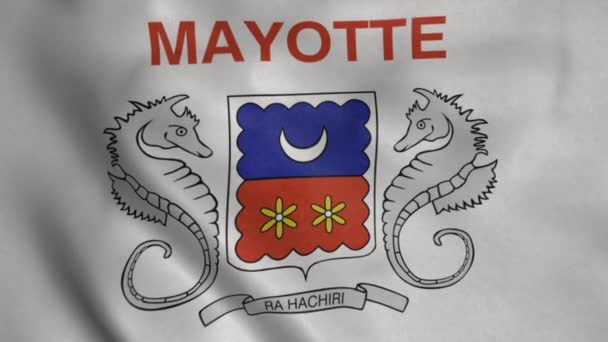 Mayotte Viftar Med Flaggan Vinden Mayottes Flagga Mayottes Tecken — Stockvideo