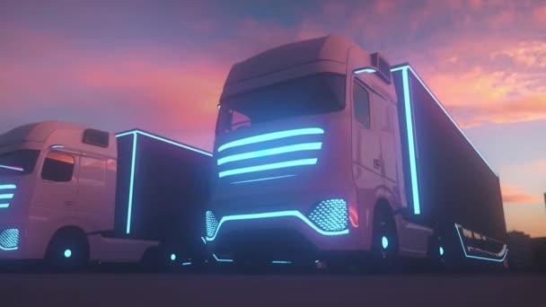 Futuristic Trucks Pengisian Pusat Logistik — Stok Video