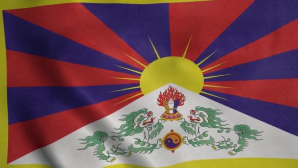 Tibet Bandiera Sventola Animazione Tibet Sventola Bandiera Nel Vento Bandiera — Video Stock