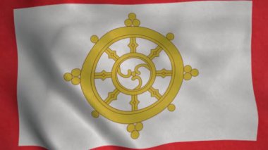 Sikkimese Halkı rüzgarda sallanan videoyu işaret ediyor. Gerçekçi bayrak arkaplanı.