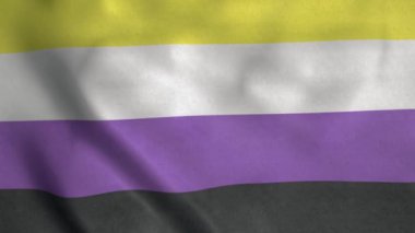 İkili olmayan Onur Bayrağı, LGBT, ya da gökkuşağı bayrağı. Rüzgarda savrulan gurur sembolü. Resmi soyut tasarım.