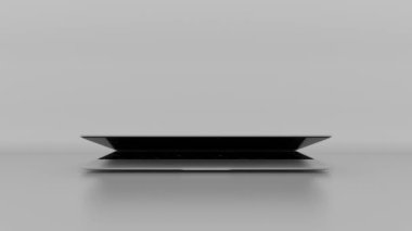 Laptop yeşil ekran görüntüsünü açar ve beyaz arkaplana yakınlaştırır. Video çağrısı, web sitesi şablon sunumu veya oyun için boş yeşil ekran maketleme monitörü.