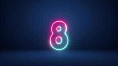 Mavi pembe neon sayılar 10 'dan 0' a geri sayım. 10 saniye geri sayım zamanlayıcısı canlandırması - Neon parlayan geri sayım numarası.