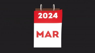 Takvim, alfa kanal arkaplanındaki sonsuz bir döngüde sayfaları çevirerek ayları sayıyor.