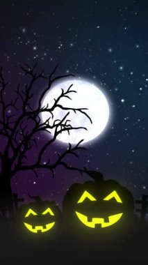 Cadılar Bayramı arka plan animasyonu ve Ürkütücü Balkabağı konsepti. Dikey döngü arkaplanı.