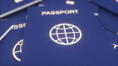 Uluslararası gerçekçi pasaportlar. Göçmenlik, vatandaşlık, seyahat ve turizm kavramı.