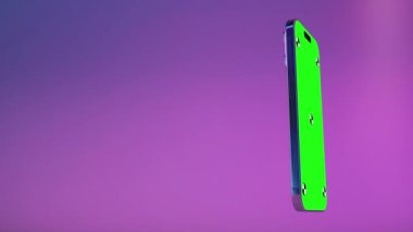 Yeşil ekranlı akıllı telefon ve gradyan arkaplanda iz sürmek için işaretler.