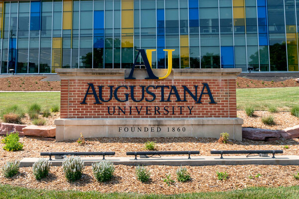 SIOUX FALLS, SD, USA - JULY 10, 2022: Entrance sign to the campus of the Augustana College.