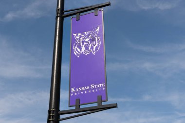 MANHATTEN, KS, USA - NOVEMBER 3, 2022:College flag on the campus of Kansas State University.