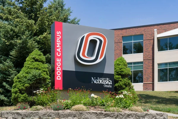 Omaha Junio 2023 Señal Entrada Campus Universidad Nebraska Omaha — Foto de Stock