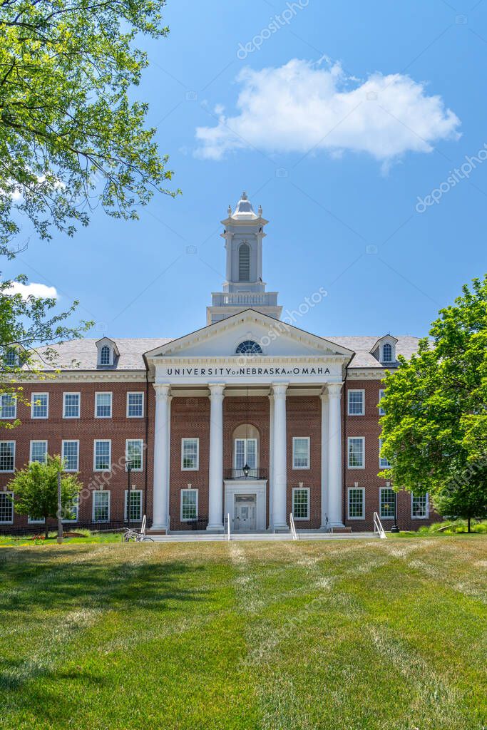 OMAHA, NE, USA - JUNE 23, 2023: Eppley Administration Building on the campus of the University of Nebraska Omaha.