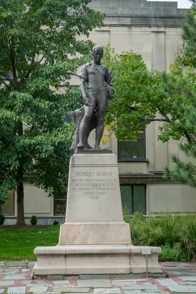 Louis Usa Październik 2023 Pomnik Roberta Burnsa Kampusie Danfortha Uniwersytetu Obraz Stockowy