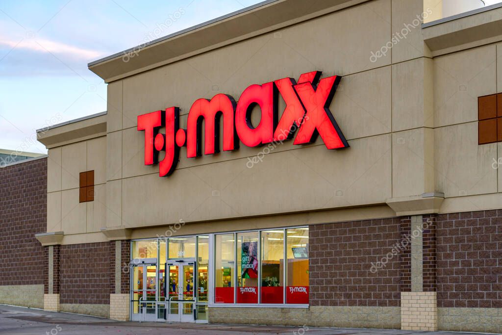 STILLWATER, MN, USA - DECEMBER 7, 2023: TJ Maxx retail store exterior and trademark logo.