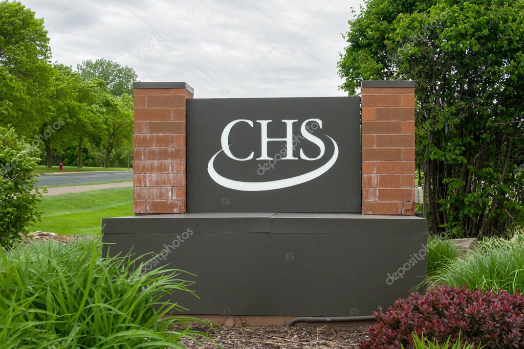 INVER GROVE HEIGHTS, MN, USA, MAY 19, 2025: CHS corporate headquarters and trademark logo.