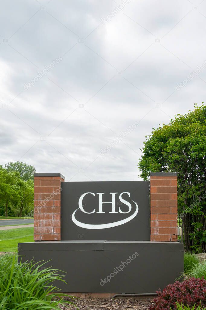 INVER GROVE HEIGHTS, MN, USA, MAY 19, 2025: CHS corporate headquarters and trademark logo.