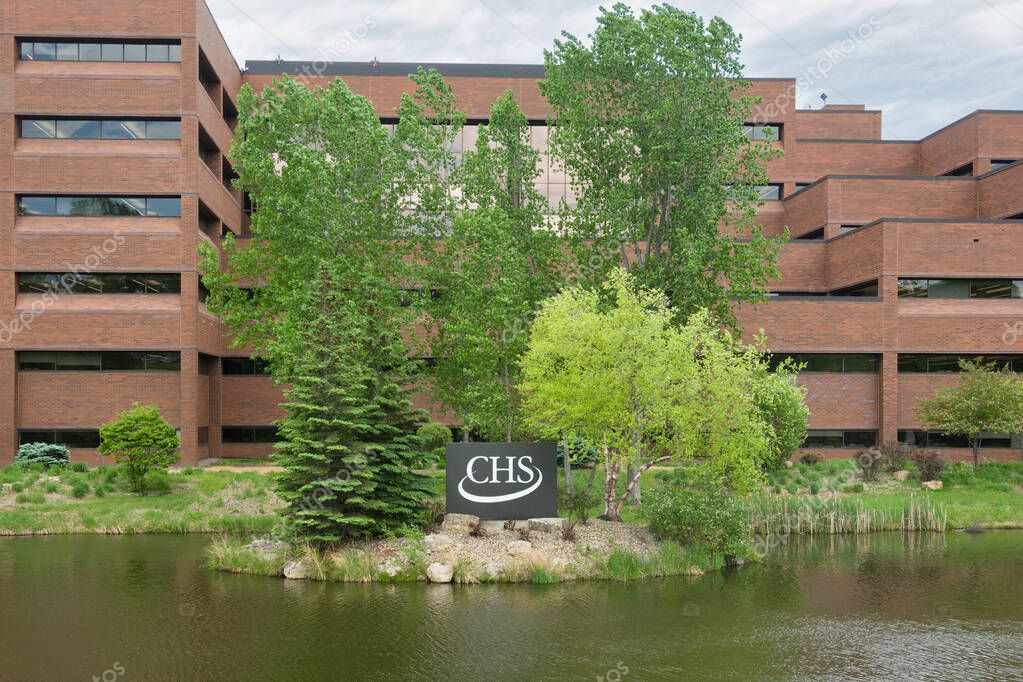 INVER GROVE HEIGHTS, MN, USA, MAY 19, 2025: CHS corporate headquarters and trademark logo.