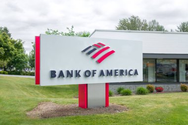 REDMOND, WA, ABD, 26 Mayıs 2025: Bank of America dış tabela ve ticari marka logosu.
