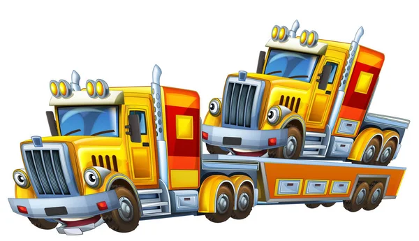 Cartoon Scene Tow Truck Driving Load Other Car Illustration Children — Stock Photo, Image