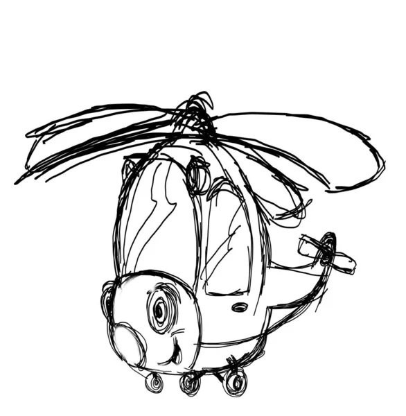 Cartoon Scene Helicopter Sketch Draft Isolated Illustration Children — Stock Photo, Image