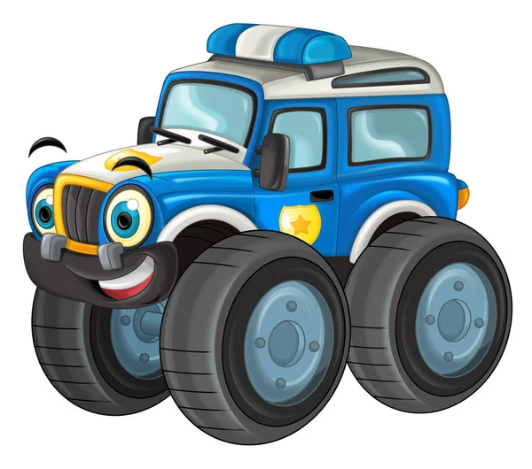 Cartoon Scene Road Heavy Truck Car Isolated Illustration Children — Stock Photo, Image
