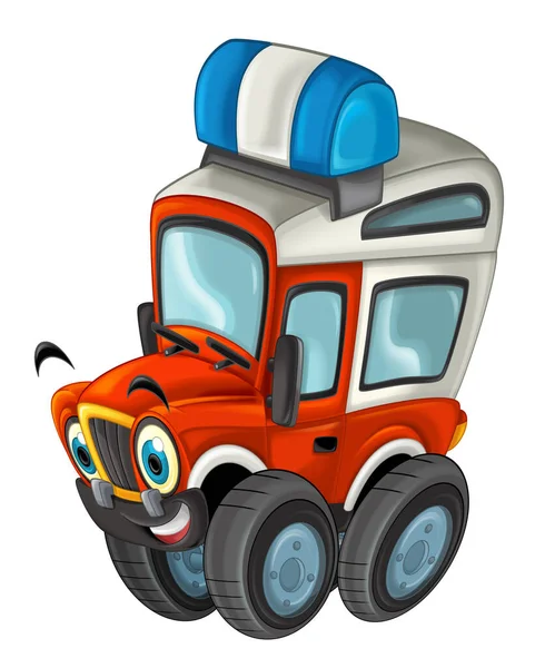 Kreslená Scéna Road Těžký Truck Hasič Auto Izolované Bílém Ilustrace — Stock fotografie