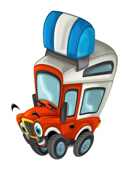 Kreslená Scéna Road Těžký Truck Hasič Auto Izolované Bílém Ilustrace — Stock fotografie