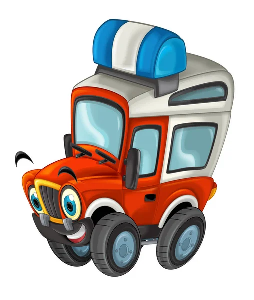 Kreskówka Scena Road Ciężki Samochód Strażacki Odizolowany Białej Ilustracji Dla — Zdjęcie stockowe